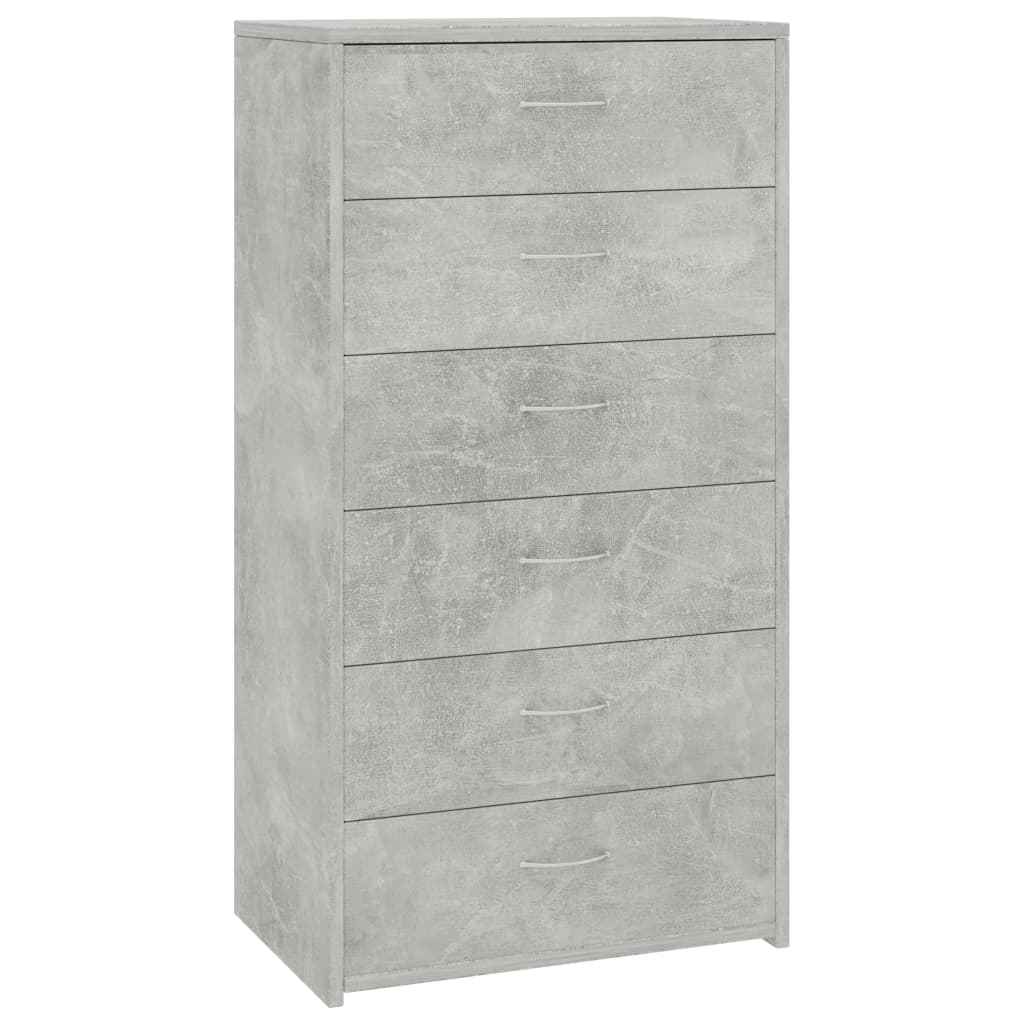 Komoda sa 6 ladica boja betona 50x34x96 cm konstruirano drvo