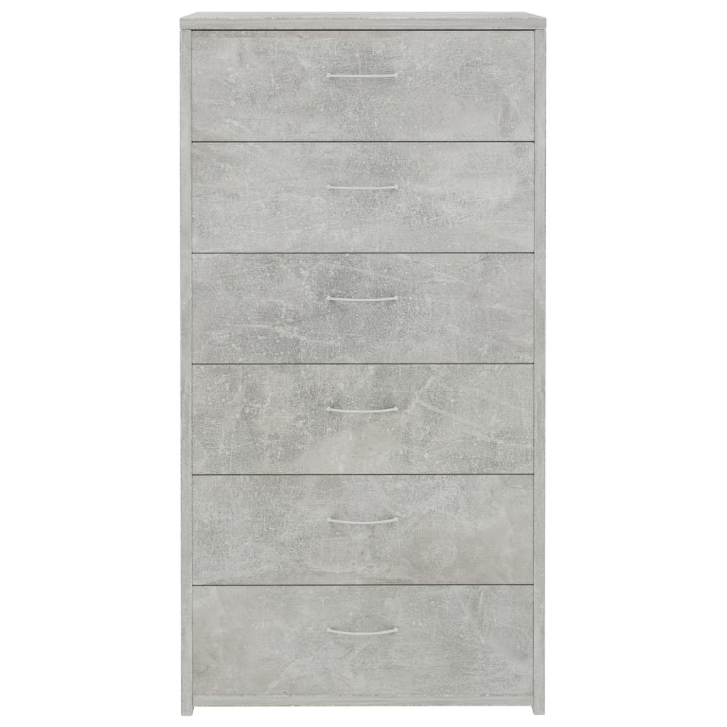 Komoda sa 6 ladica boja betona 50x34x96 cm konstruirano drvo