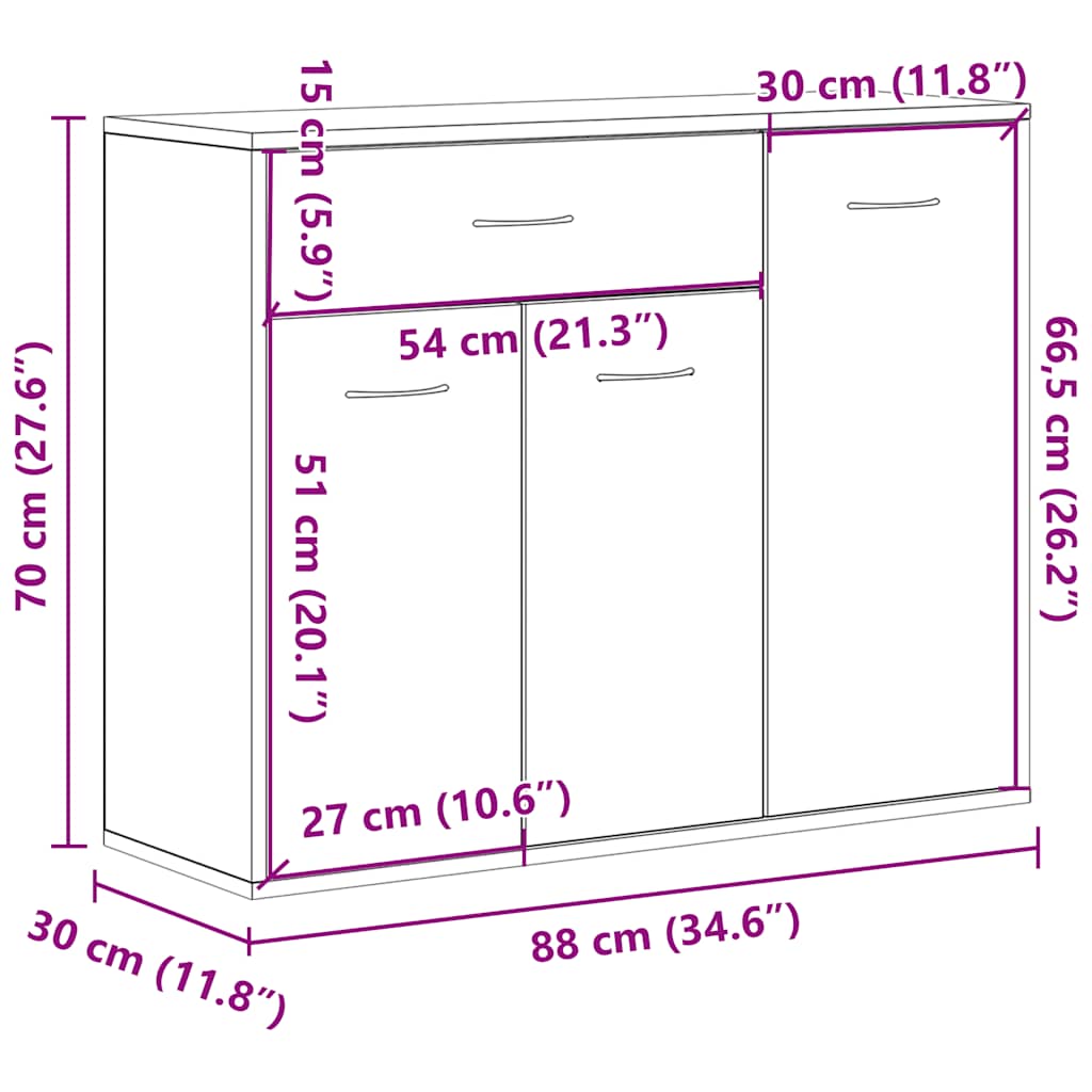 Komoda siva boja betona 88 x 30 x 70 cm od konstruiranog drva