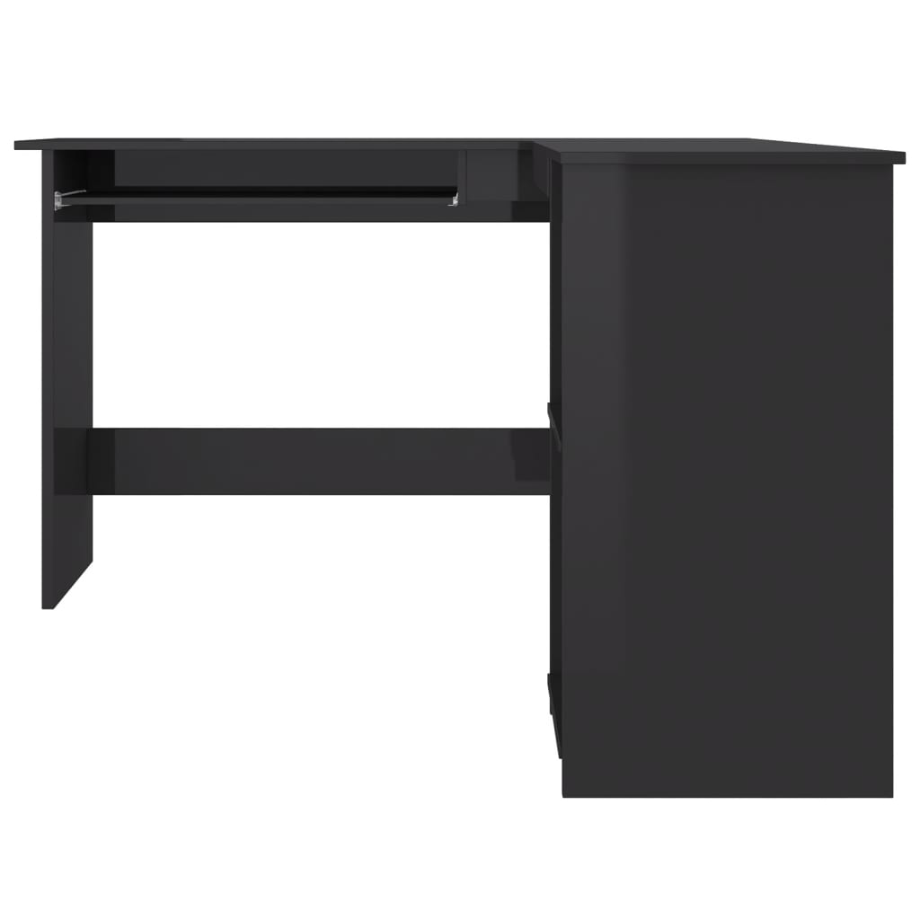 Kutni radni stol visoki sjaj crni 120 x 140 x 75 cm od iverice