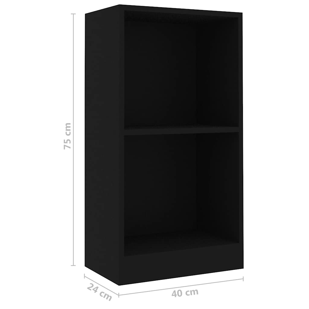 Polica za knjige crna 40 x 24 x 75 cm od konstruiranog drva