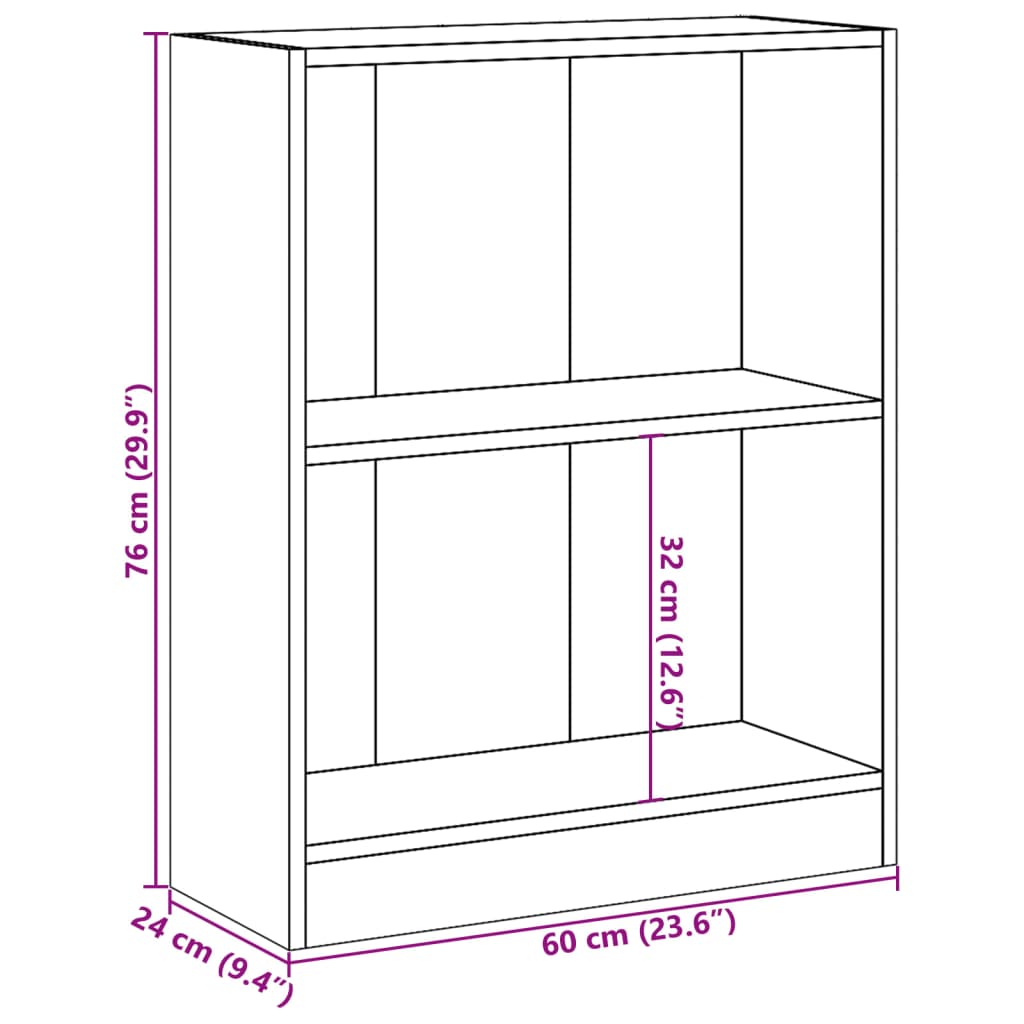 Polica za knjige bijela 60 x 24 x 76 cm od konstruiranog drva