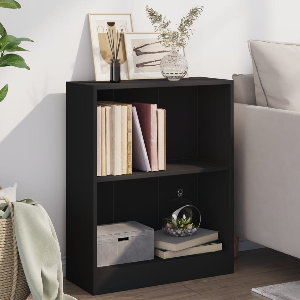 Polica za knjige crna 60 x 24 x 76 cm od konstruiranog drva