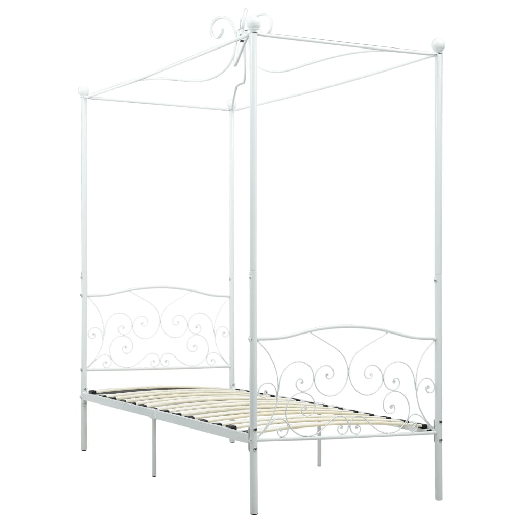 Okvir za krevet s nadstrešnicom bijeli metalni 90 x 200 cm