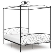 Okvir za krevet s nadstrešnicom crni metalni 160 x 200 cm