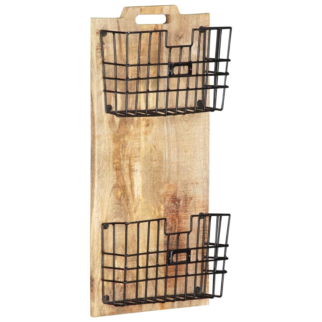 Zidni stalak za časopise 33x10x67 cm masivno grubo drvo manga