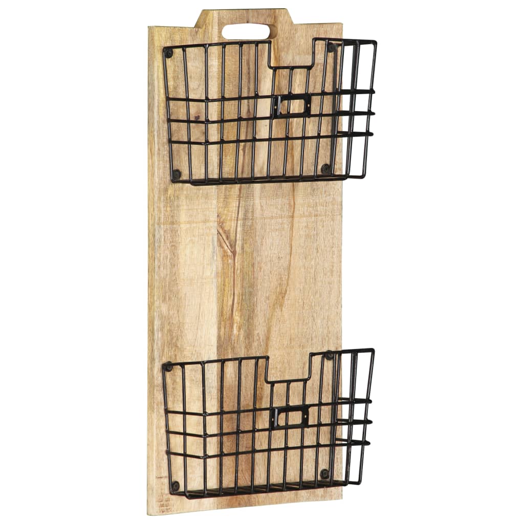 Zidni stalak za časopise 33x10x67 cm masivno grubo drvo manga