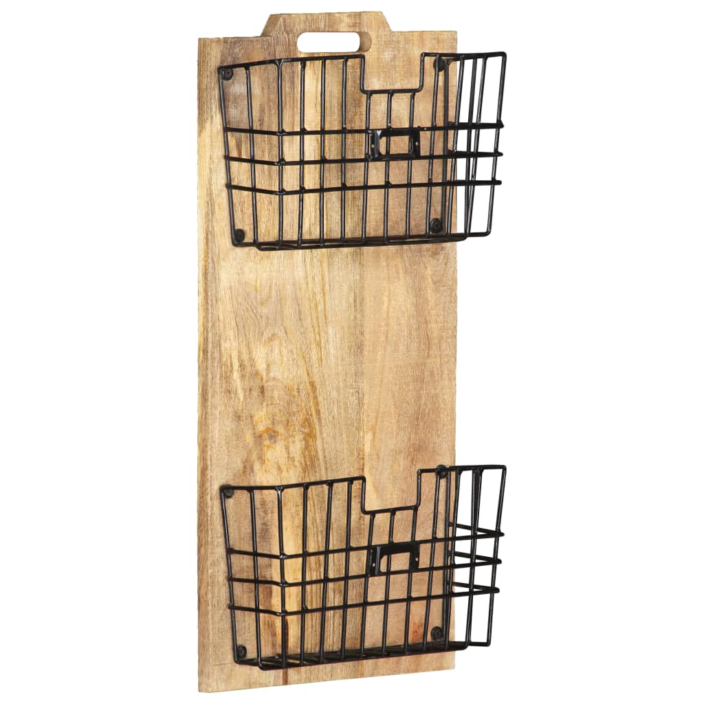 Zidni stalak za časopise 33x10x67 cm masivno grubo drvo manga