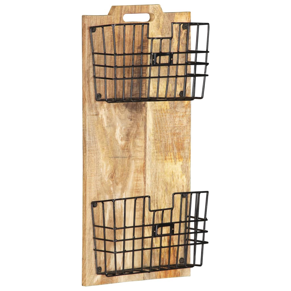 Zidni stalak za časopise 33x10x67 cm masivno grubo drvo manga