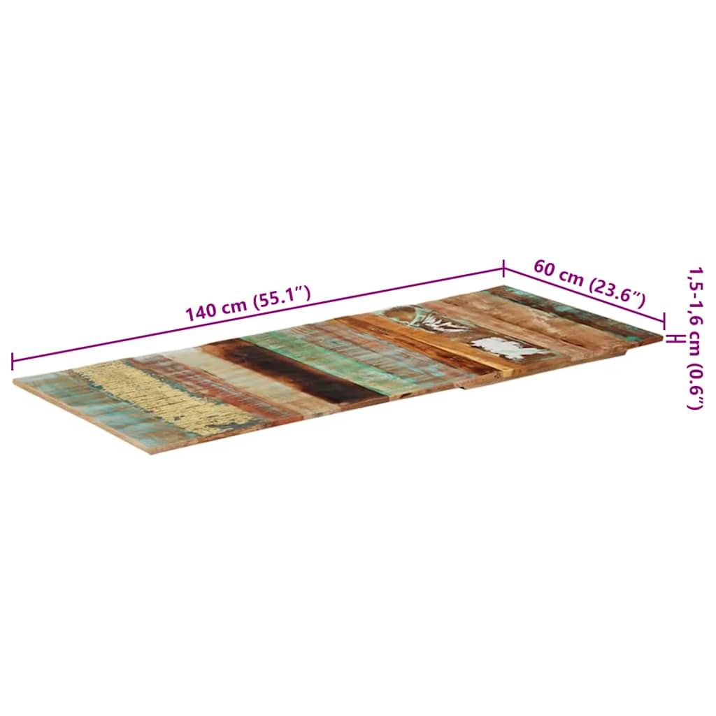 Pravokutna stolna ploča 60 x 140 cm 15 - 16 mm obnovljeno drvo