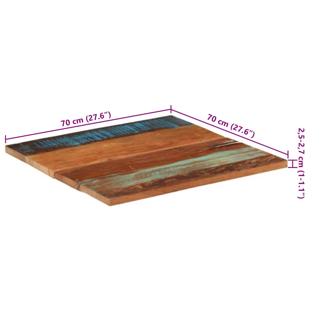 Četvrtasta stolna ploča 70x70 cm 25 - 27 mm od obnovljenog drva