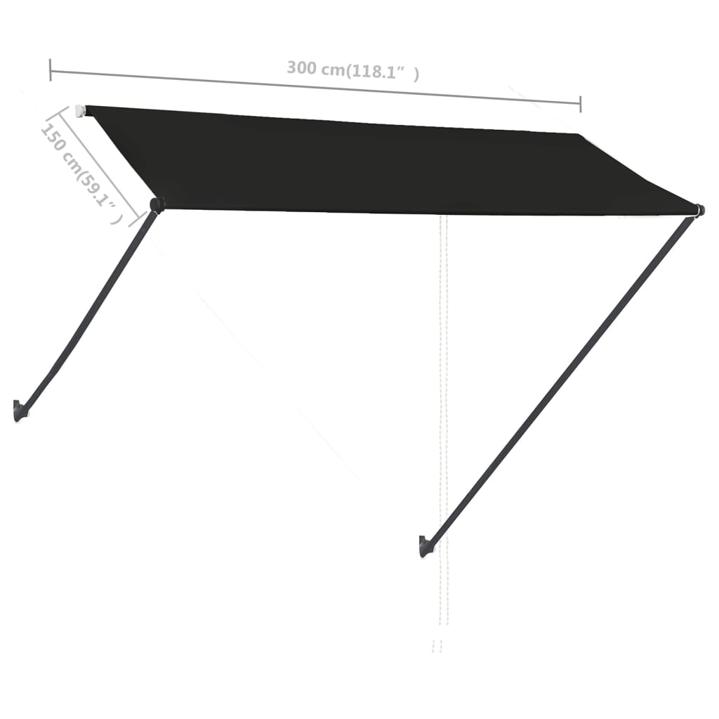 Tenda na uvlačenje s LED svjetlima 300 x 150 cm antracit