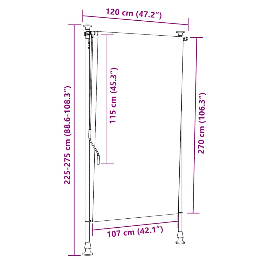 Vanjska roleta 120 x 270 cm krem