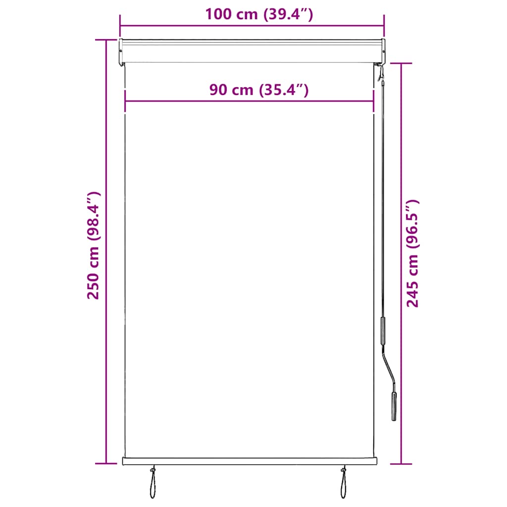 Vanjska roleta 100 x 250 cm žuto-bijela