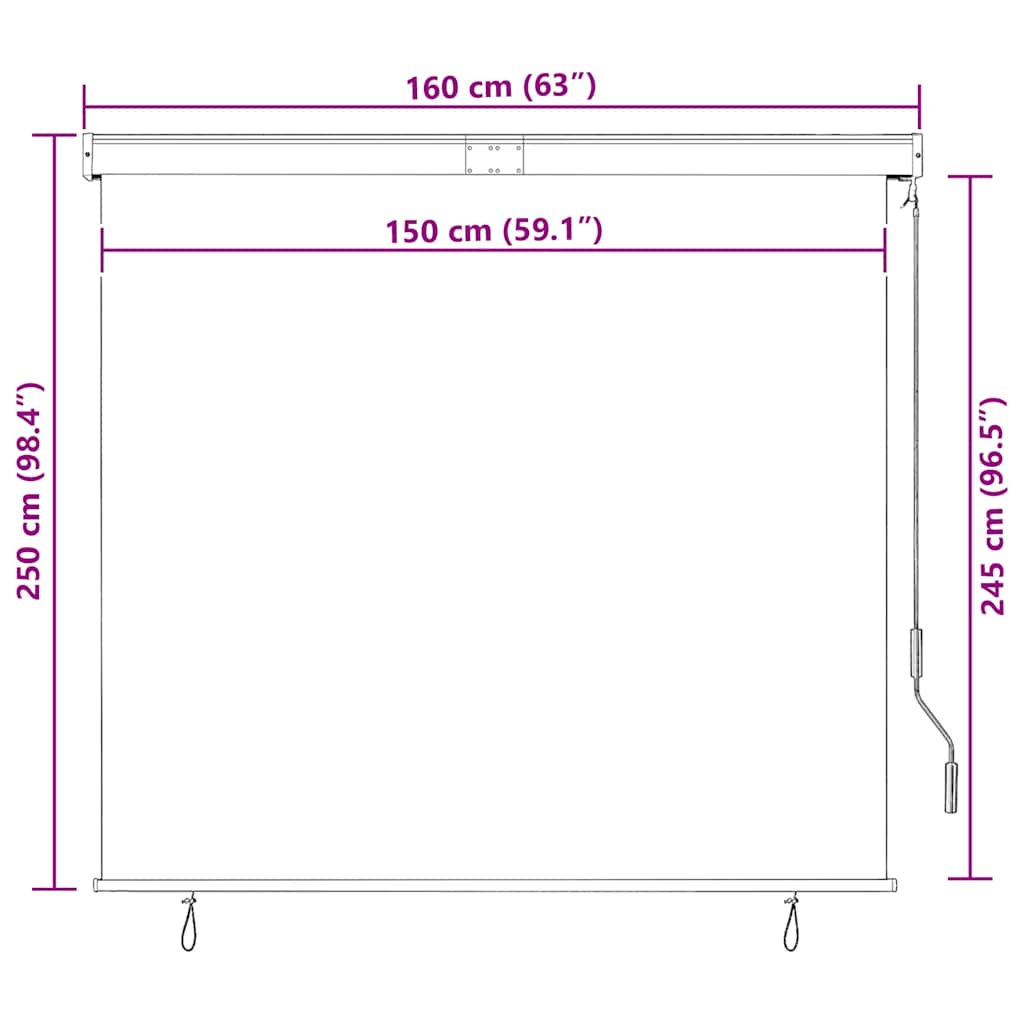 Vanjska roleta 160 x 250 cm plavo-bijela