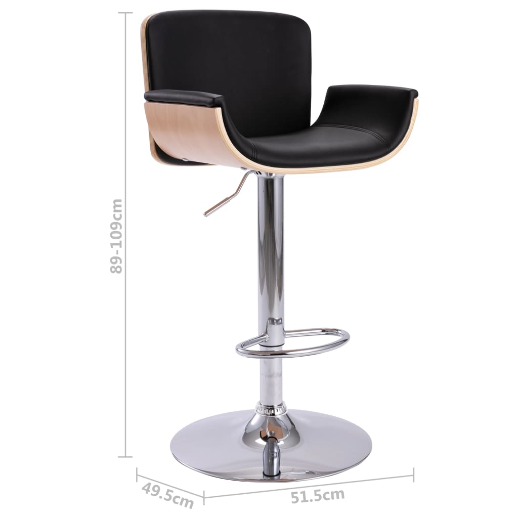 Barski stolac od umjetne kože crni