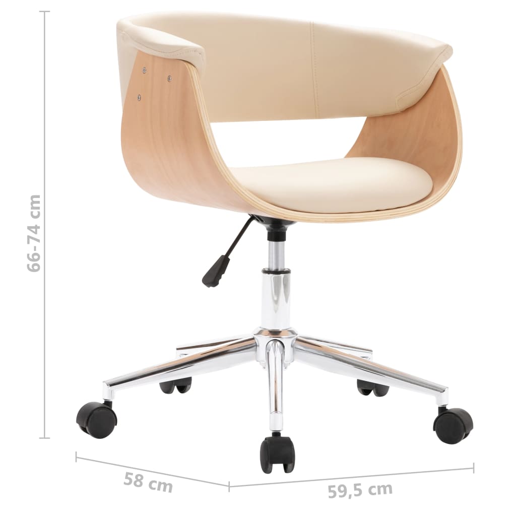 Okretna blagovaonska stolica savijeno drvo i umjetna koža krem