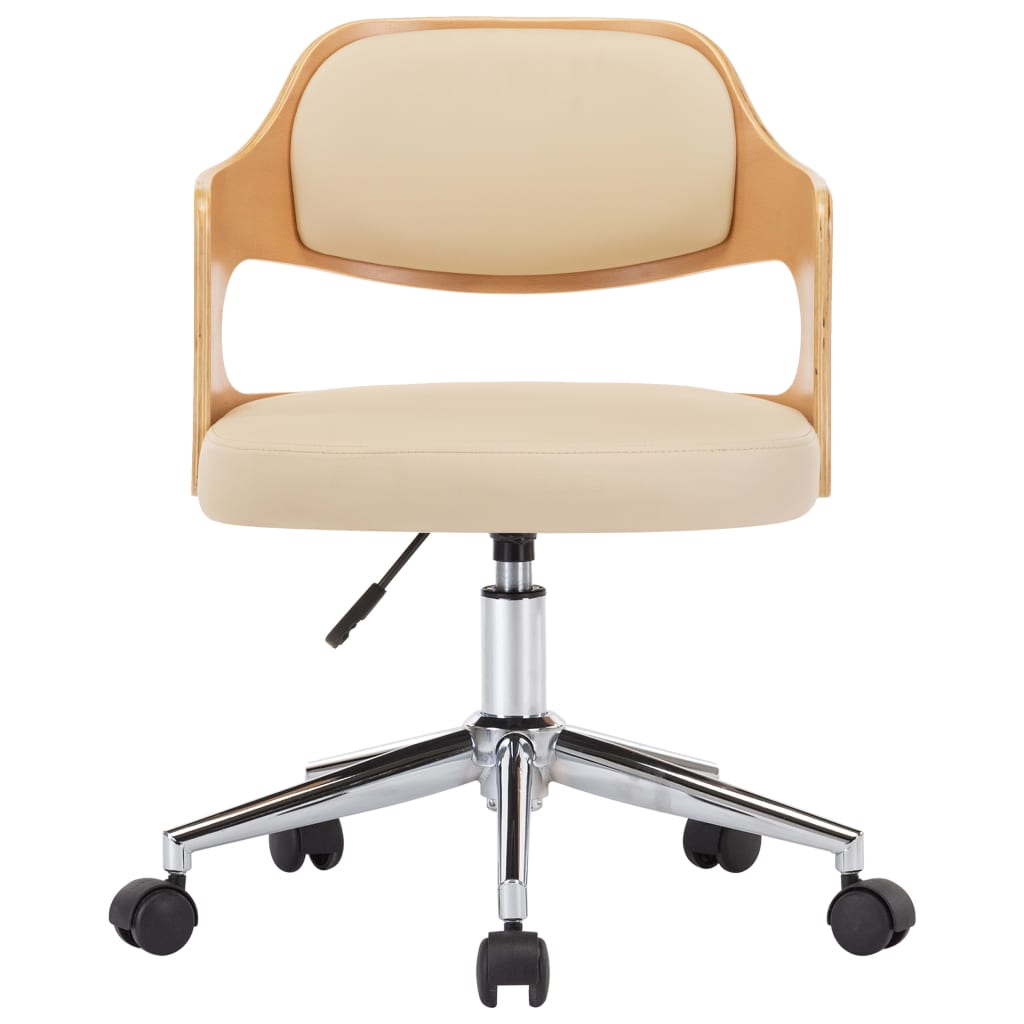 Okretna blagovaonska stolica savijeno drvo i umjetna koža krem