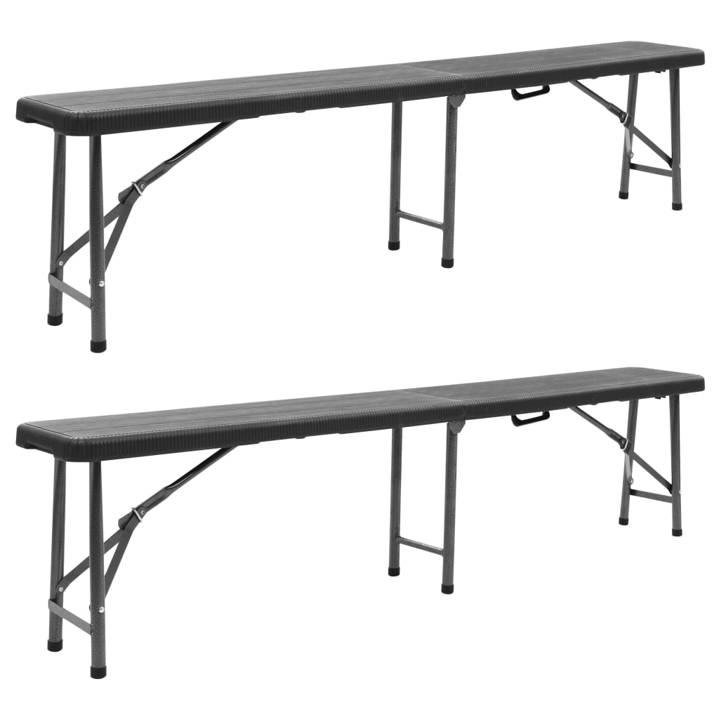 Sklopive vrtne klupe 2 kom 180 cm HDPE crne