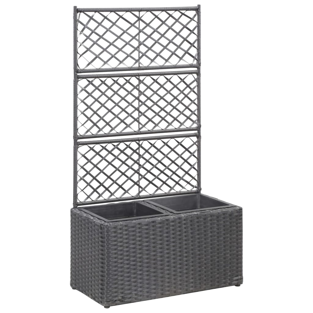 Sadilica s rešetkom i 2 posude 58x30x107 cm od poliratana crna