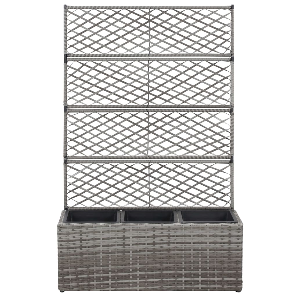 Sadilica s rešetkom i 3 posude 83x30x130 cm od poliratana siva