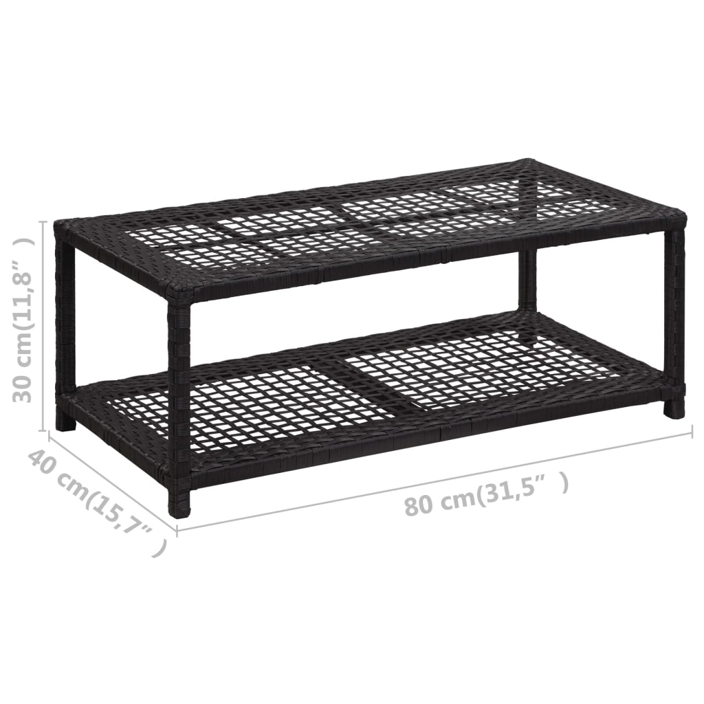 Klupa za obuću crna 80 x 40 x 30 cm od poliratana