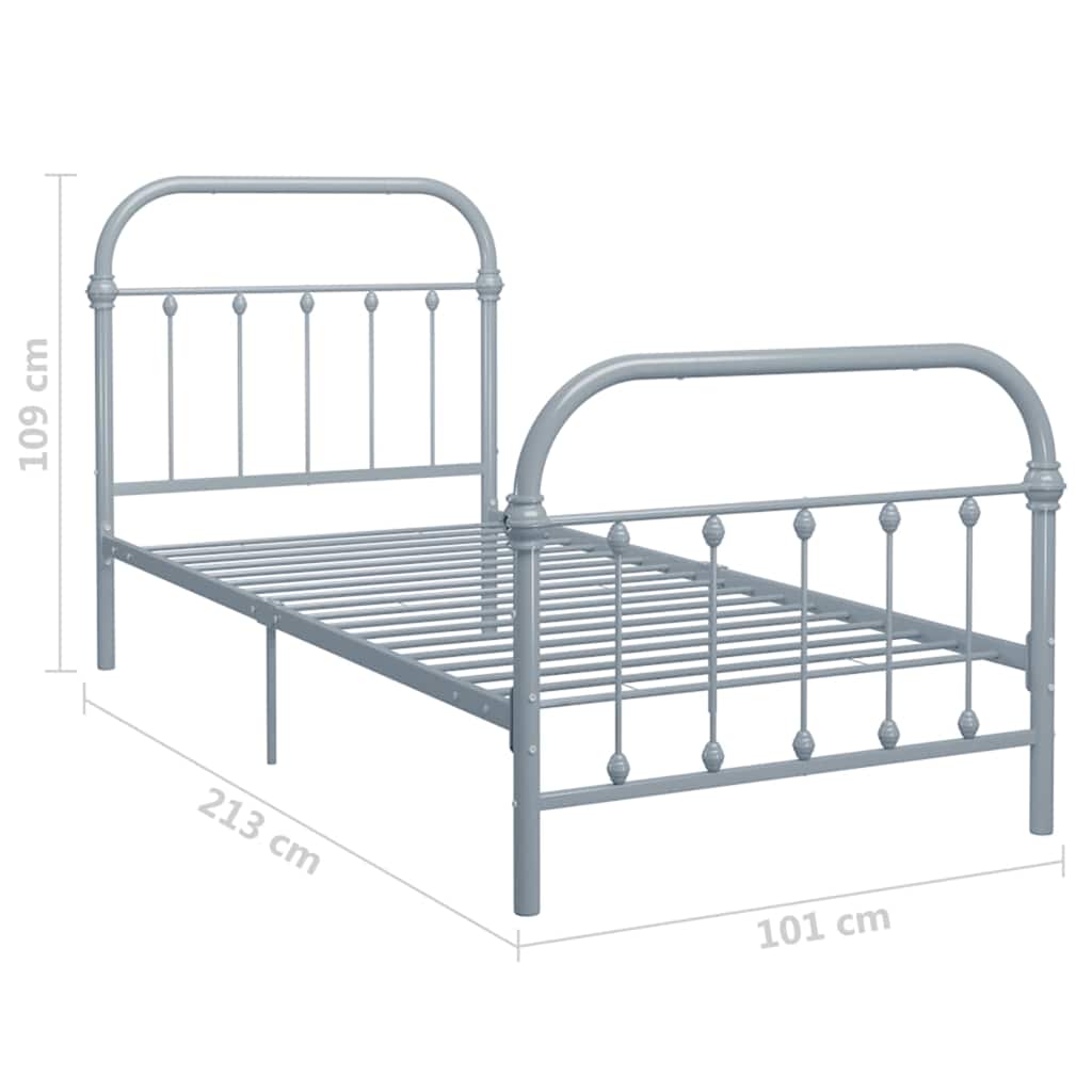 Okvir za krevet sivi metalni 90 x 200 cm