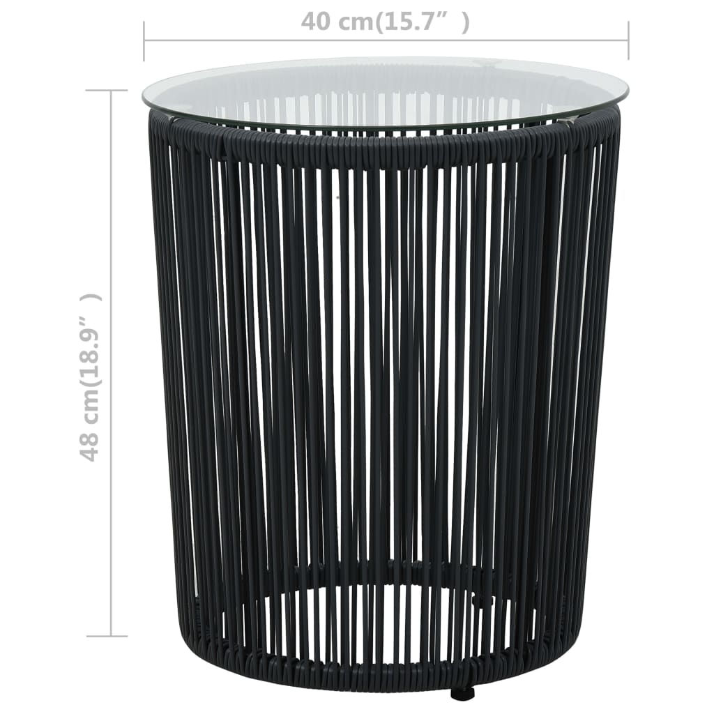 3-dijelni bistro set od poliratana s jastucima crni