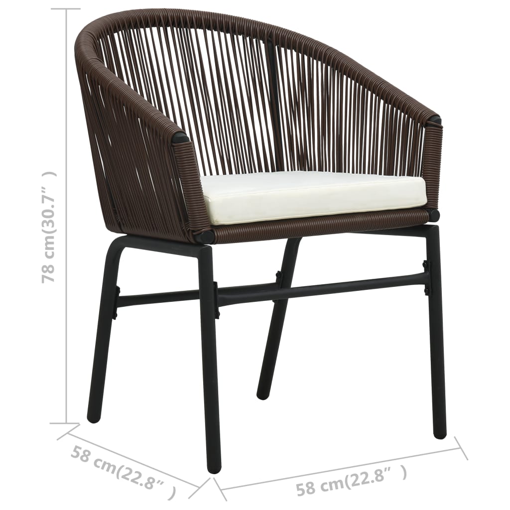 3-dijelni bistro set od PE ratana s jastucima smeđi