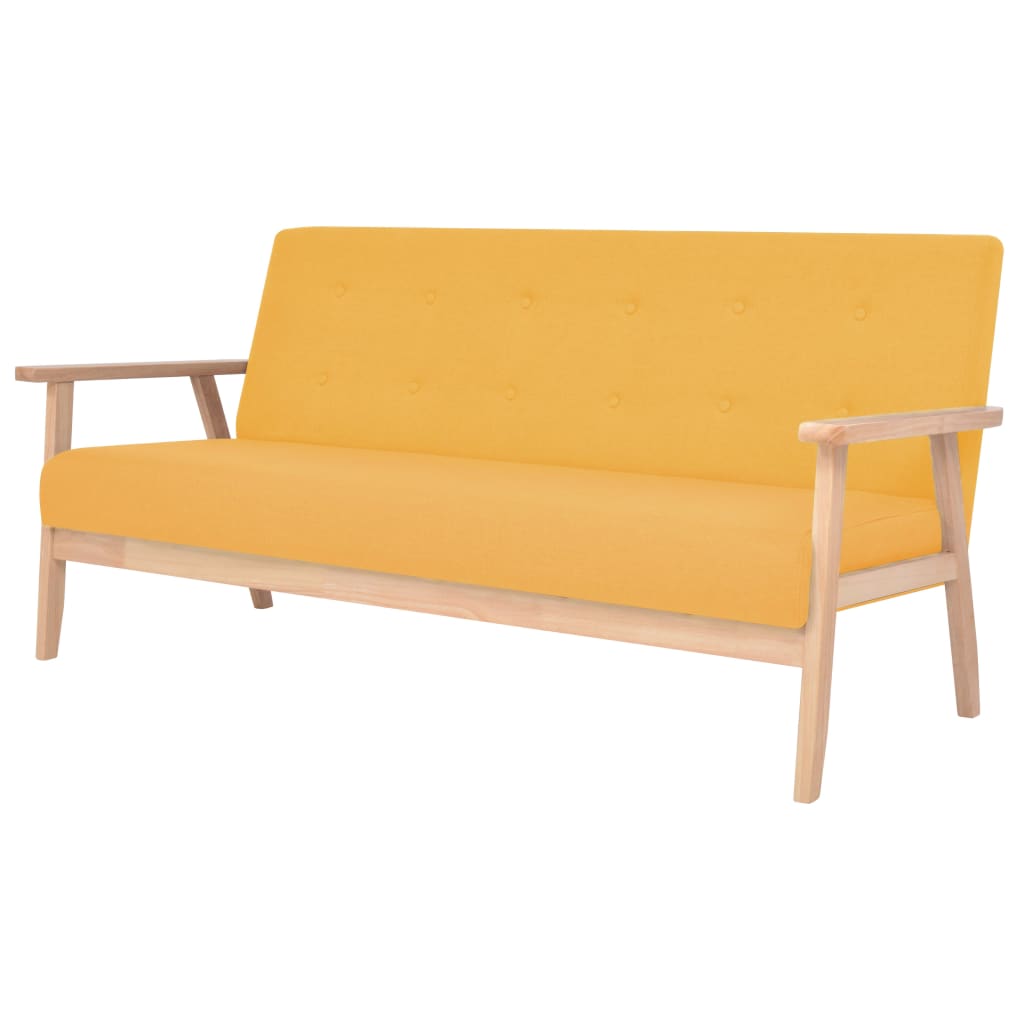 3-dijelni set sofa od tkanine žuti