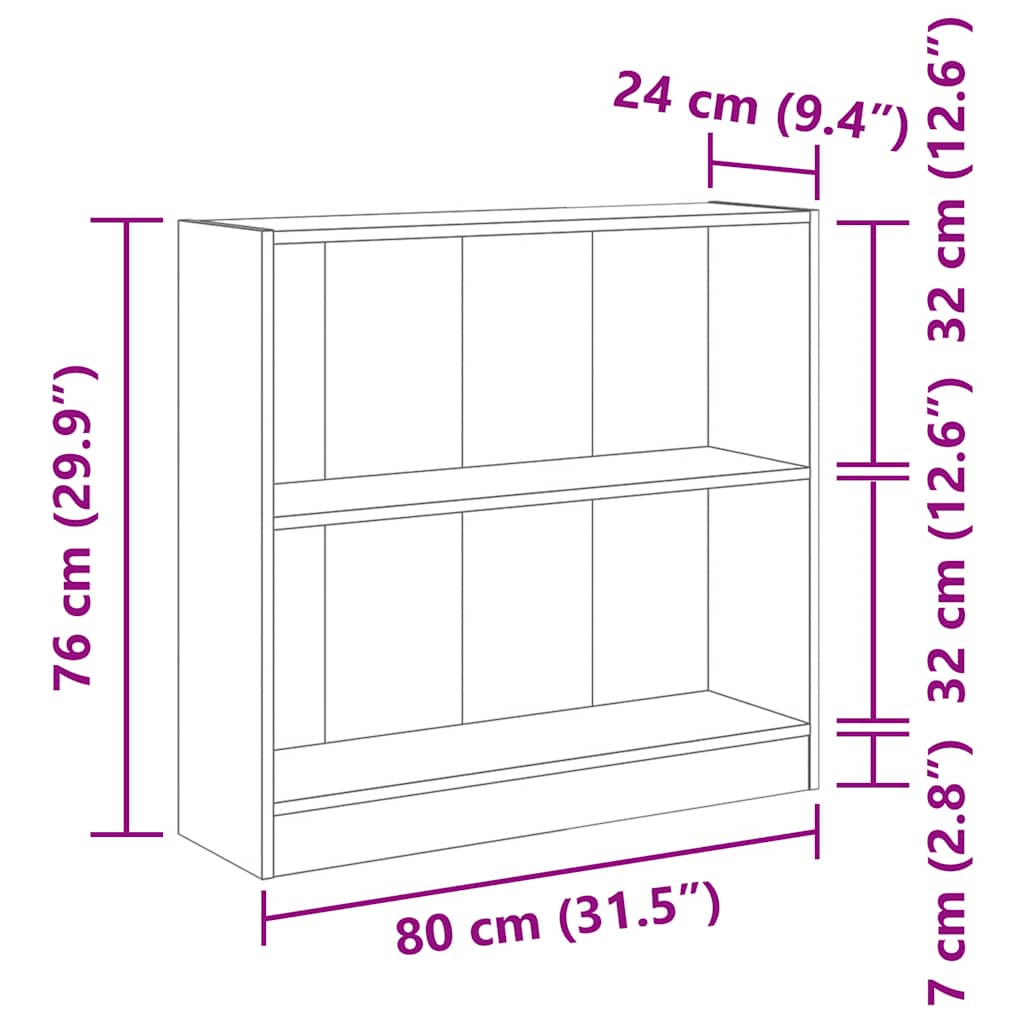 Polica za knjige sonoma hrast 80x24x75 cm izrađeno drvo