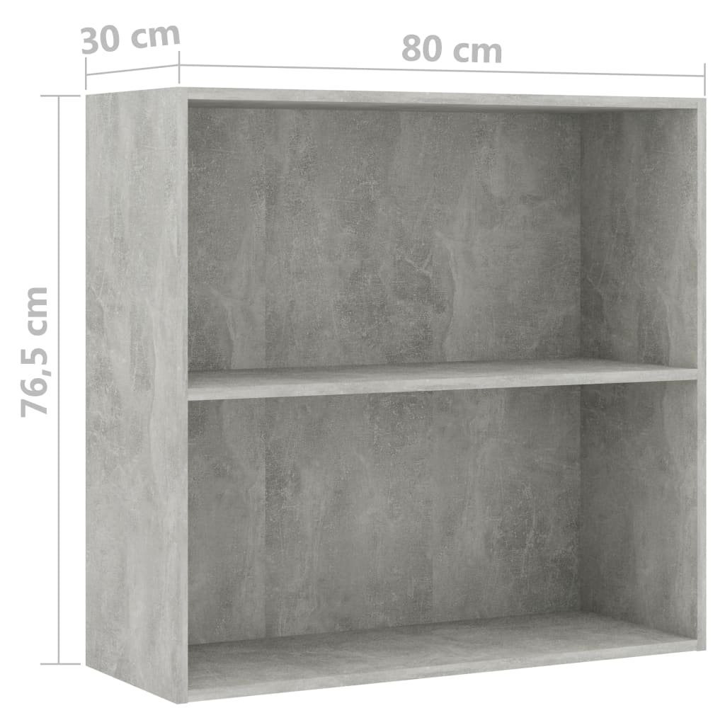 Ormarić za knjige s 2 razine boja betona 80x30x76,5 cm drveni