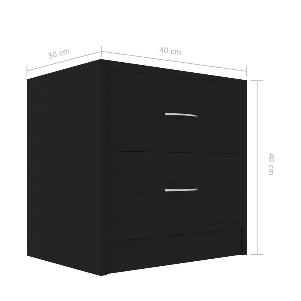 Noćni ormarići 2 kom crni 40 x 30 x 40 cm od konstruiranog drva