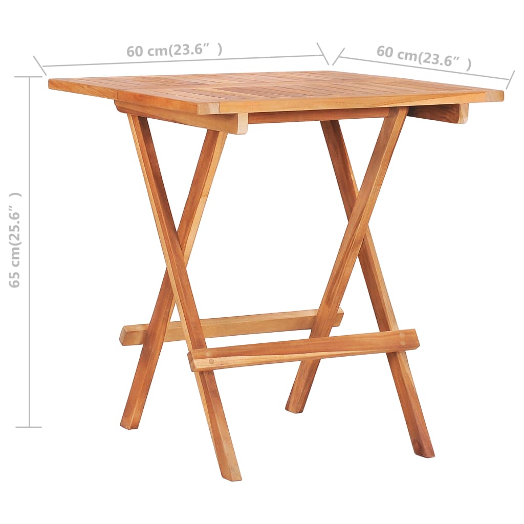 Sklopivi bistro stol 60 x 60 x 65 cm od masivne tikovine