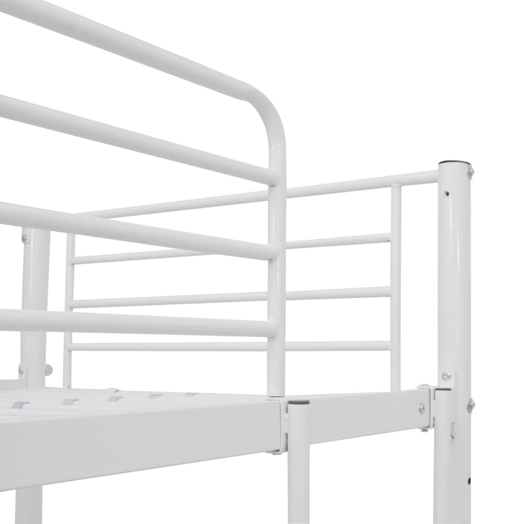 Krevet na kat sa stolićima u okviru bijeli metalni 90 x 200 cm