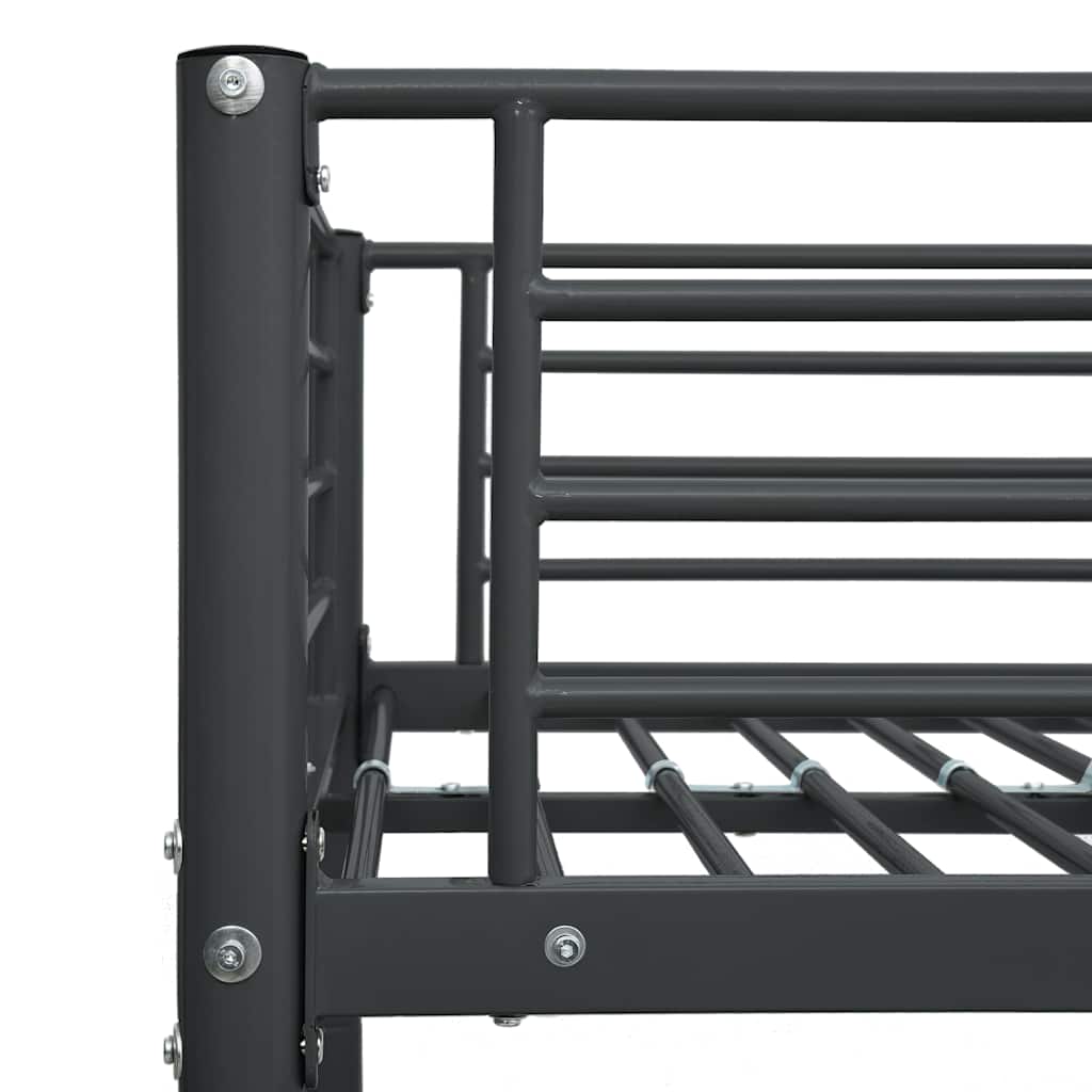 Krevet na kat crni metalni 90 x 200 cm