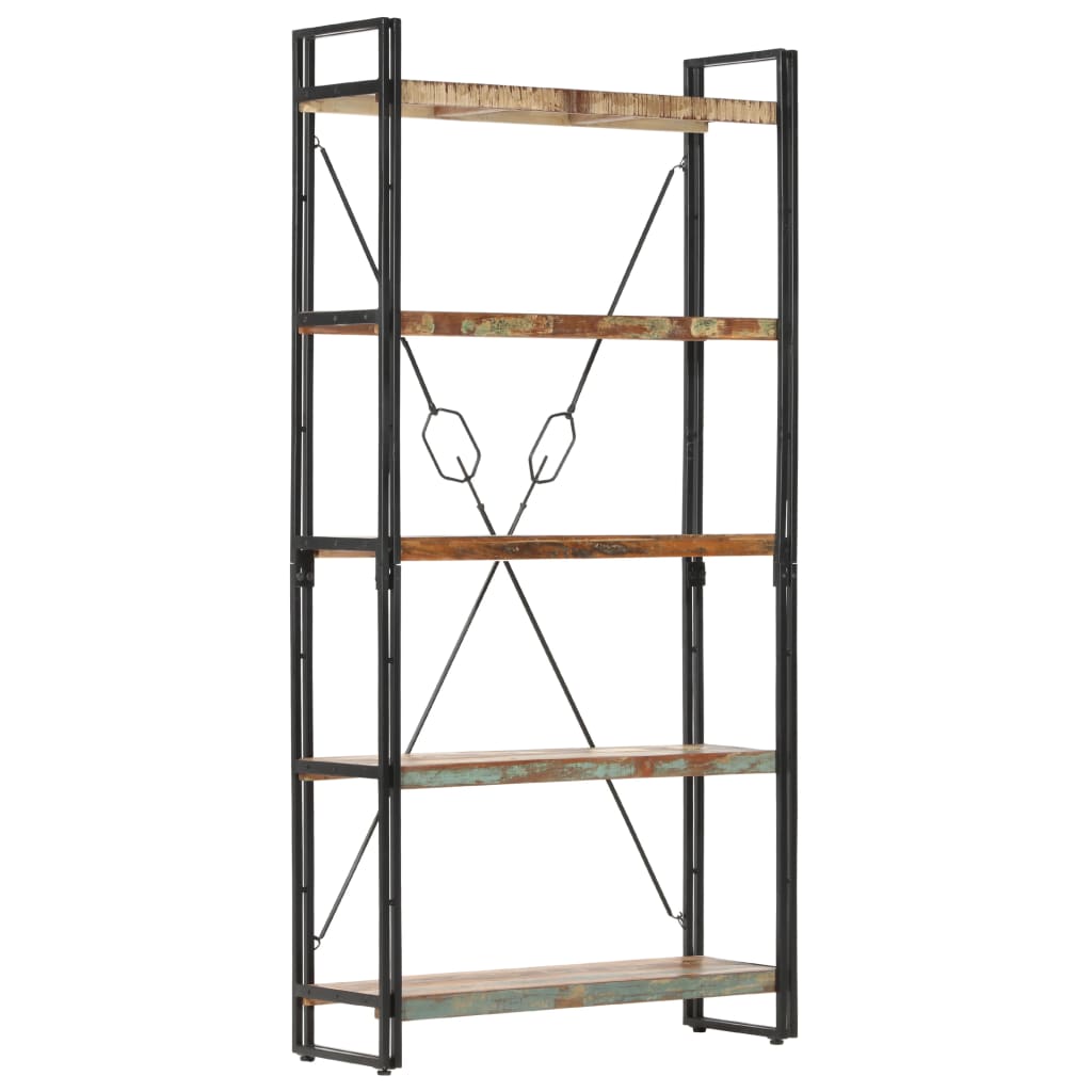 Police za knjige s 5 razina 90 x 30 x 180 cm obnovljeno drvo