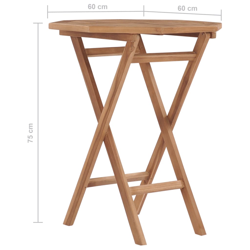 Sklopivi vrtni stol 60 x 60 x 75 cm od masivne tikovine