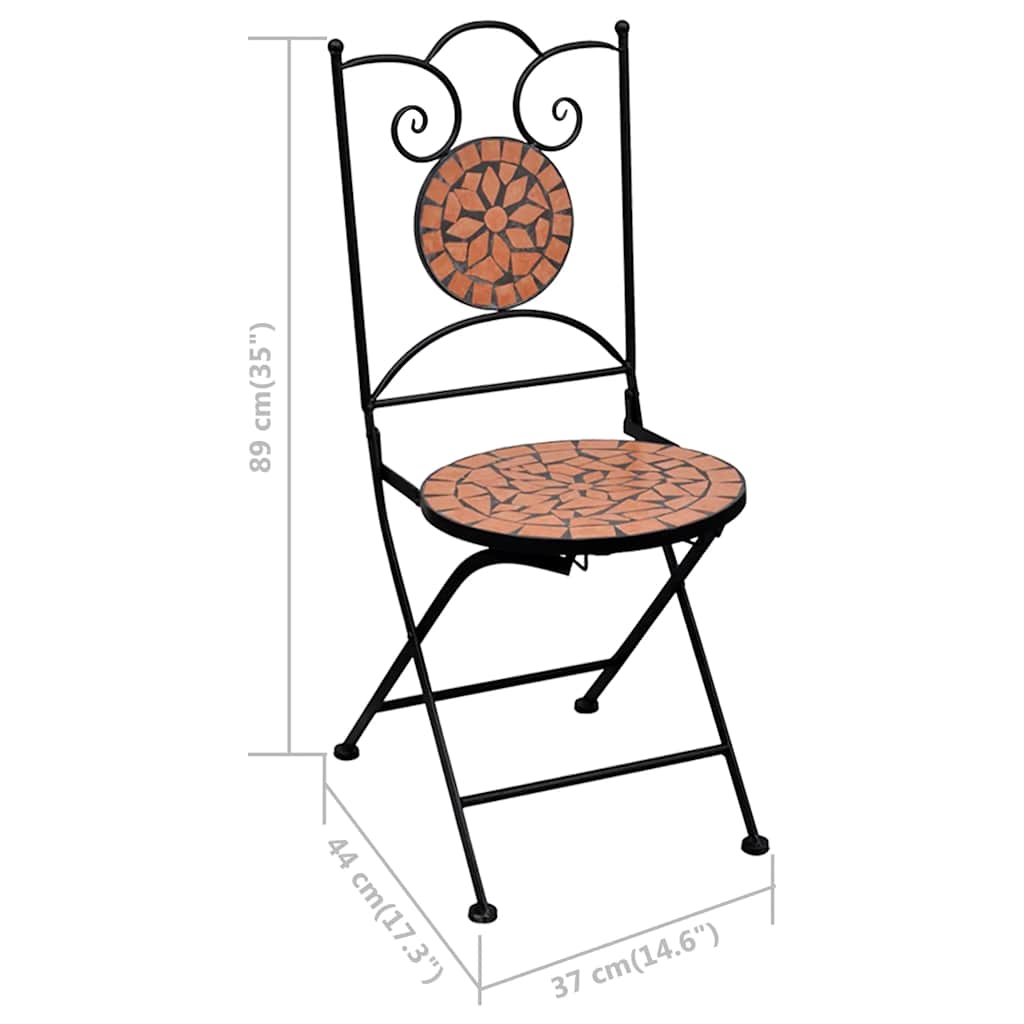 3-dijelni mozaični bistro set s keramičkim pločicama boje cigle