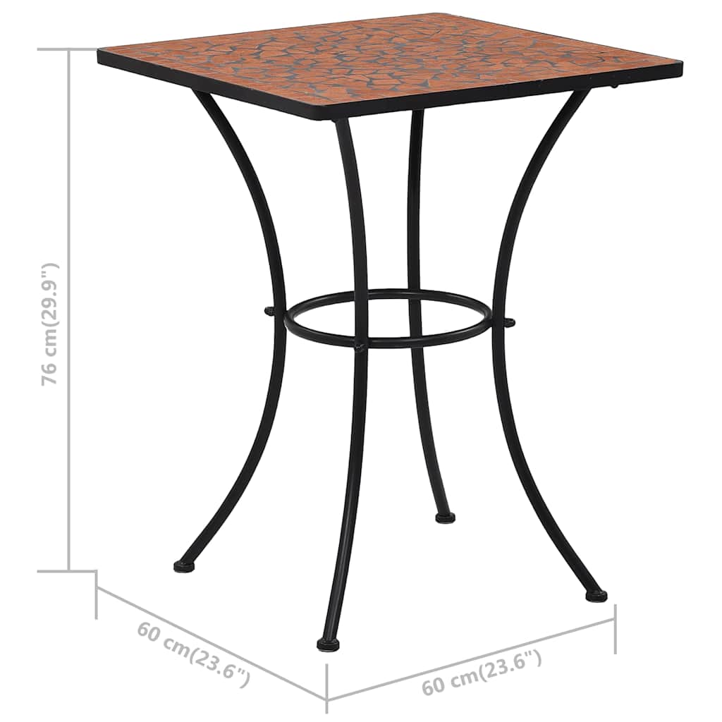 3-dijelni mozaični bistro set s keramičkim pločicama boje cigle