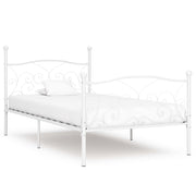 Okvir za krevet s podnicama bijeli metalni 100 x 200 cm