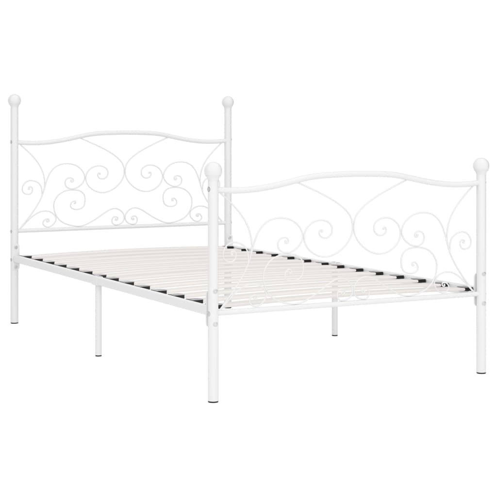 Okvir za krevet s podnicama bijeli metalni 100 x 200 cm
