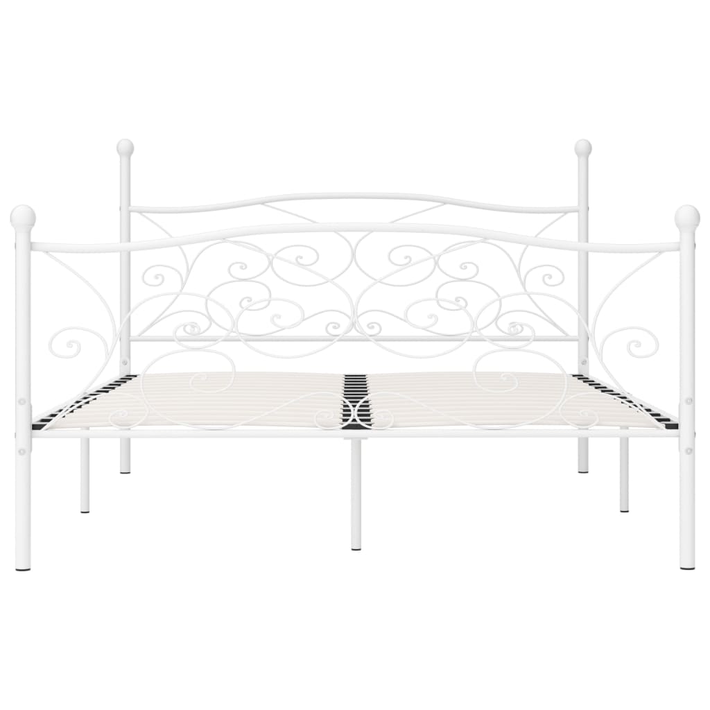 Okvir za krevet s podnicama bijeli metalni 200 x 200 cm