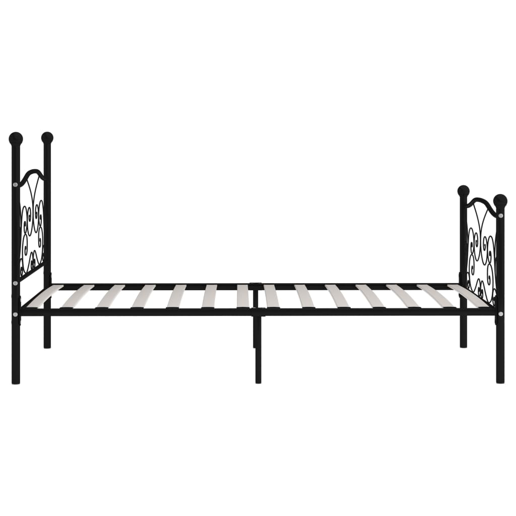 Okvir za krevet s podnicama crni metalni 90 x 200 cm