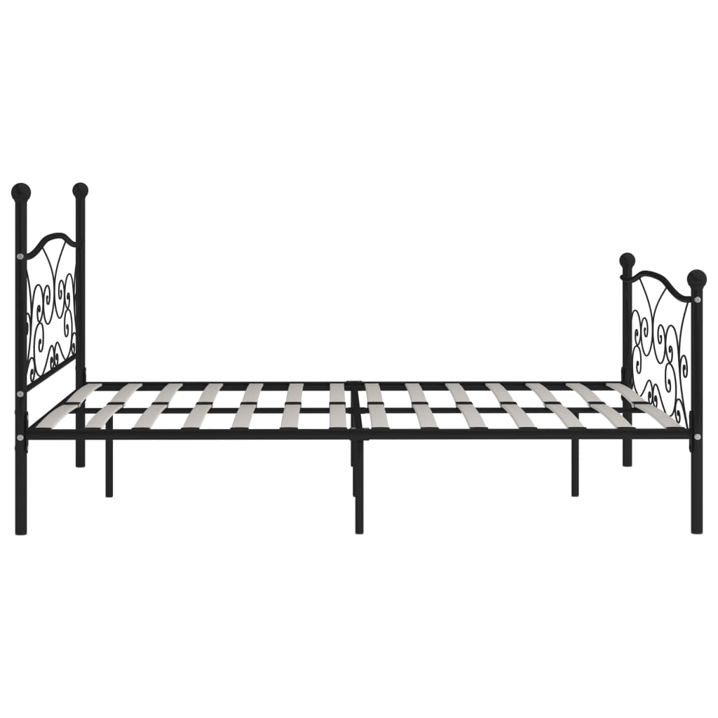 Okvir za krevet s podnicama crni metalni 200 x 200 cm