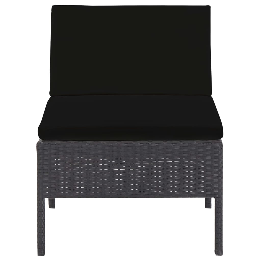 5-dijelni set vrtnih sofa od poliratana s jastucima crni