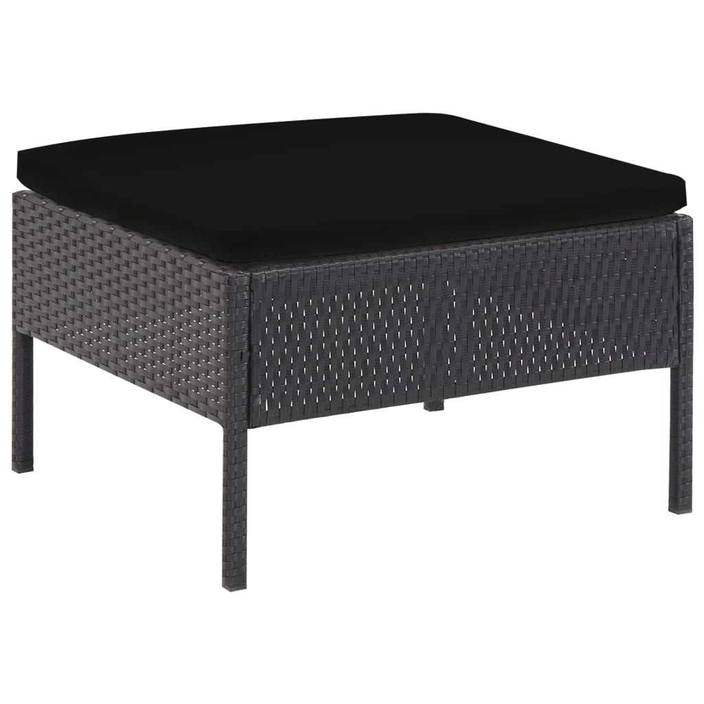 5-dijelni set vrtnih sofa od poliratana s jastucima crni
