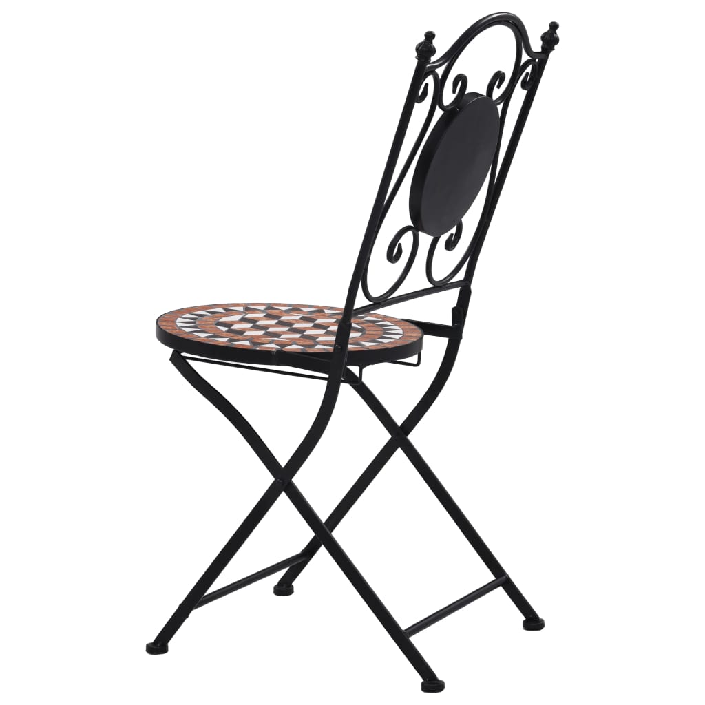 3-dijelni mozaični bistro set s keramičkim pločicama boje cigle