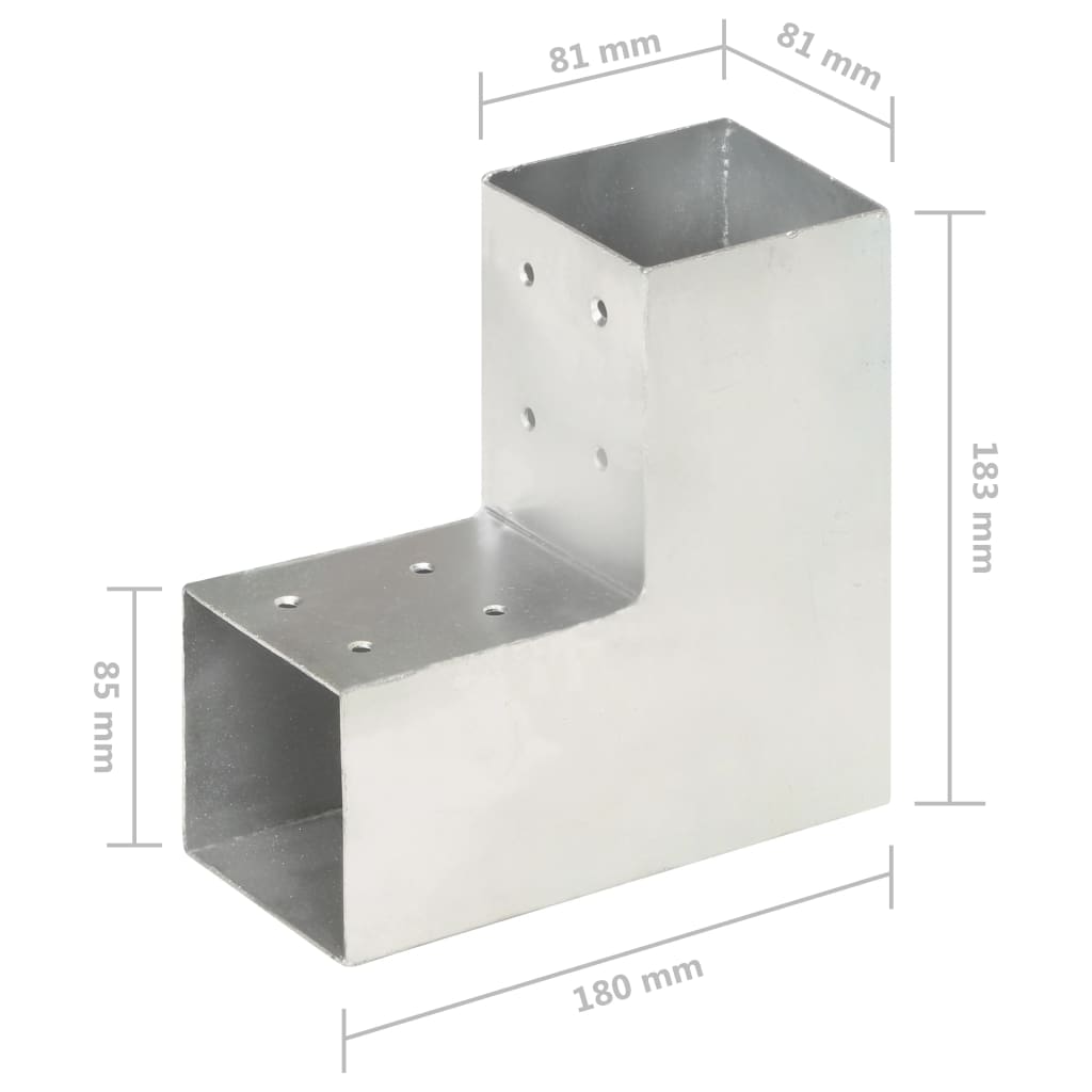 Spojnici za stupove u L-obliku 4 kom pocinčani metal 81 x 81 mm