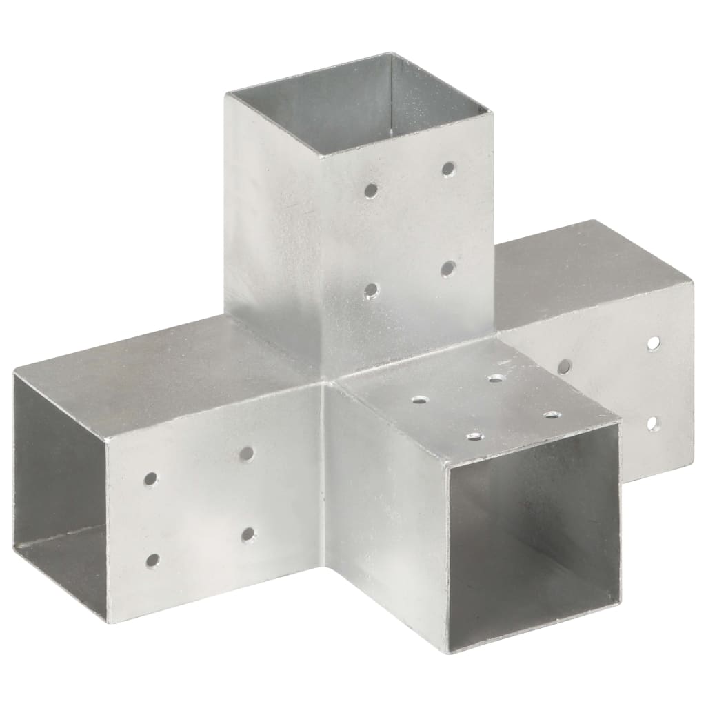 Spojnici za stupove u X-obliku 4 kom pocinčani metal 81 x 81 mm